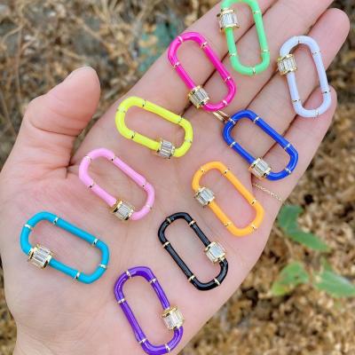 China Charm For Necklace Or Other New Crafts Shape Carabiner Enameled Oval Lock Screw Clasp With Various Style Colorful For Jewelry Making for sale