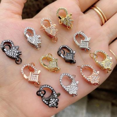 China TRENDY brass/copper CZ pave lobster clasp clasp for necklace and bracelet jewelry accessories for sale