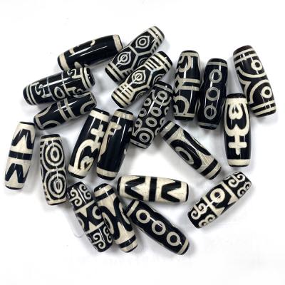 China For Wholesale Natural Tibetan Oval Two Tone Loose Beads Jewellry DIY Eye Dzi Agate Beads for sale