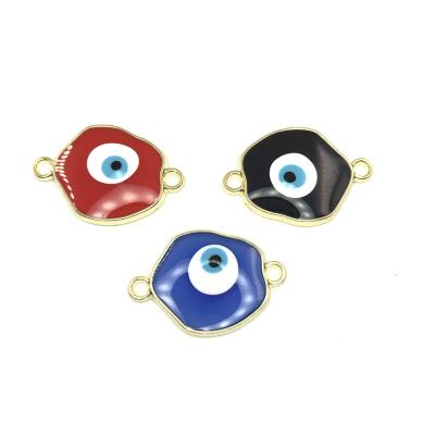 China Jewelry Accessory New Enamel EvilEye Connectors , Gold Color Plated Pattern And EvilEye Enamel Connectors for sale