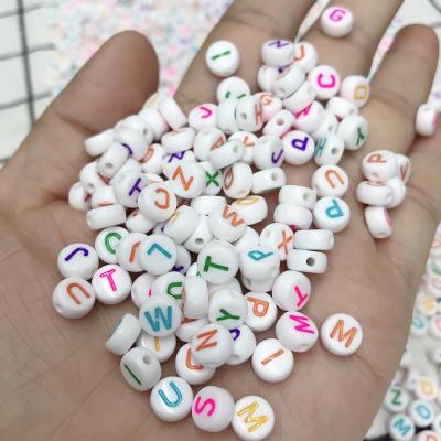 China 500g/bag Round Flat Acrylic Alphabet /Letter Acrylic Spacer Beads Multicolor Size 7mm For Fashion Jewelry Wholesale for sale