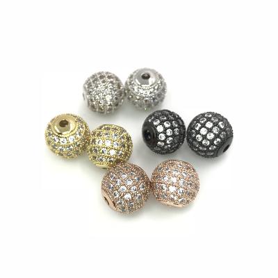 China Bead For Bracelet 6mm 8mm 10mm 12mm Pave Clear Zircon Disco Ball Beads Round Micro Pave White CZ Charm Fit Bracelet And Necklaces for sale