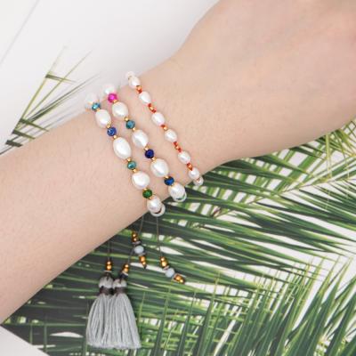 China FASHIONABLE Red Round Bead Bracelet Bangle White Chinese Style Gray Tassel Sring Rope Bracelets for sale