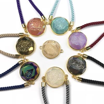 China FASHIONABLE Wholesale Geode Natural Rope Agate Gemstone Jewelry Adjustable Agate Bracelets for sale