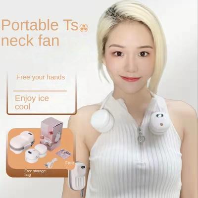 China Long-Strength Mini Dual USB Necklace Fan Portable Hanging Personal Cooling Sports Fan Portable Travel for sale