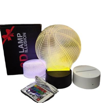 China Home 3D Night Lamp, 16 Colors LED Night Light 3D Printing Basketball Light With Stand Lamp; Outdoor/touch control and USB rechargeable for sale