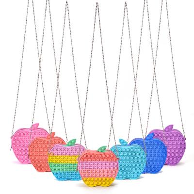 China 2021 Latest Fashion Design Kids Mini Wiggle Chain Silicone Cute Pop It Toy Purse For Little Girl for sale