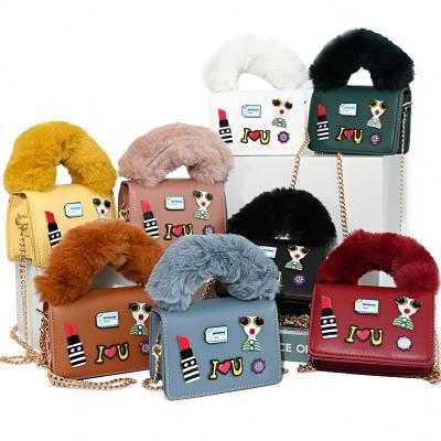 China Fashion Designer Girls Kids Cute Little Toddler Girl Fur Cross Purses And Handbags - Body Bags Pinch for sale