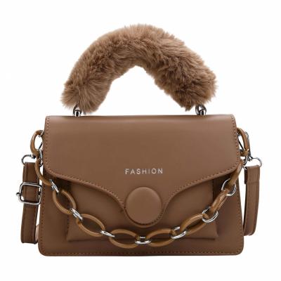 China Designer Color Women Fur Clips Handbags Ladies Custom Logo Shoulder Bag Manufacturer for sale