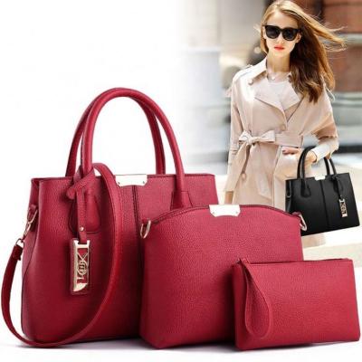 China 2021 3pcs/set Ladies Eco-friendly High Quality Leather Casual Shoulder Bag Female Purses And Handbag Set Woman for sale