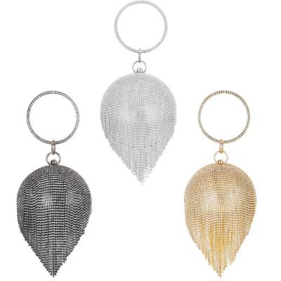 China Outlet Money 2021 New Arrivals Spherical Bling Glitter Clips Luxury Handbags Diamond Evening Clutches Clips With Tassel for sale