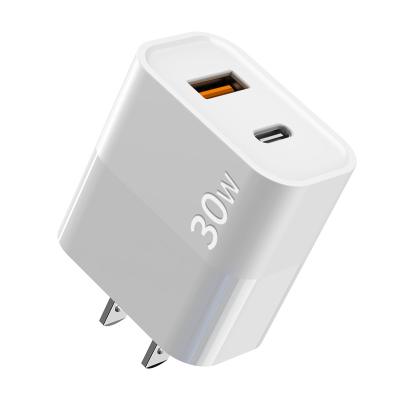 China Dual type c adapter GOOD-SHE GaN 30W high speed fast charger USB c wall charger mobile charger for sale