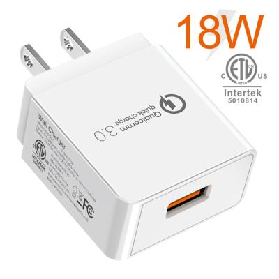 China Hot Selling 18W Qualcomm QC3.0 High Speed ​​Quick Fast Charger Phone Charging USB Charger for xiaomi for iphone/ipad for sale