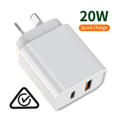 China GOOD-SHE 20W USB C High Speed ​​PD+QC Charging 3.0 Wall Charger PD+QC Wall Charger With SAA PD 20W Iphone Charger for sale