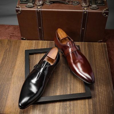 China Best Genuine Leather Strap Monk Derby Shoes Sale Men's Breathable Stylish Shoes for sale