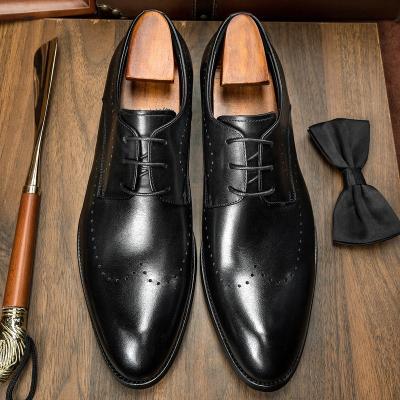 China Best Breathable Handmade Men Genuine Leather Wedding Dress Shoes Derby Shoes for sale