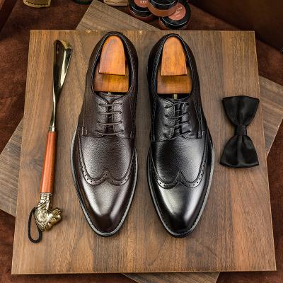 China Hot Selling Real Genuine Leather Shoes Men'S Block Breathable Stylish Shoes for sale