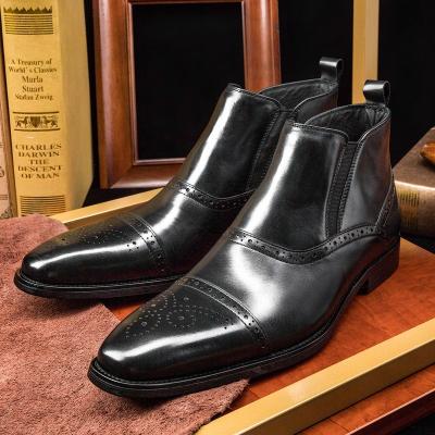 China Amaom Breathable Hot Selling Slip On Mens Chelsea Boot Mens Leather Boots for sale