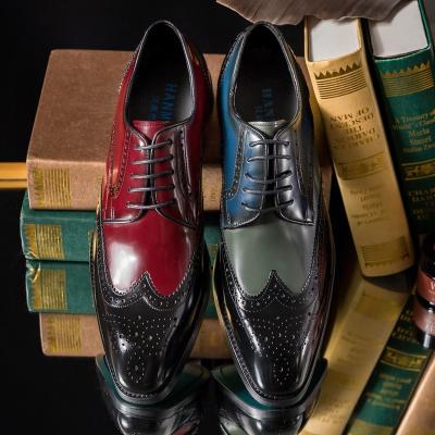 China Low MOQ Breathable Popular Design Men's Gray Black And Black Formal Shoes Red Color Men Block Shoes for sale