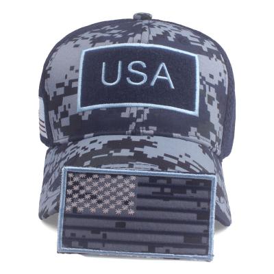 China COMMON Factory Whole Sale Custom Camo Trucker Hats With Usa Flag Patches Camouflage Trucker Hats for sale