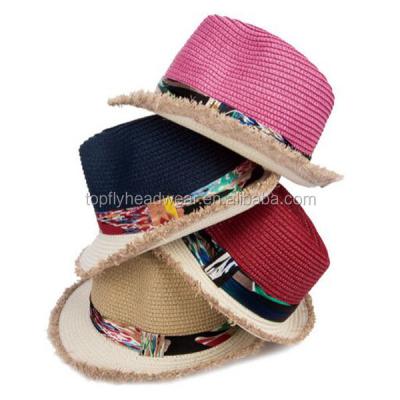 China 2022 summer hats wholesale picture factory lady multi color straw hats custom your logo beach hats fedora hat for sale