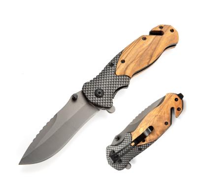 China X50 Non-Variable Titanium Coated Folding Pocket Knife Wood To Handle Other Camping And Increase Products Survival Rescue EDC Knife Ready To Boat for sale