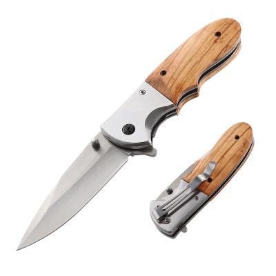 China DA72 High Quality Non-variable Satin Polished Stainless Steel Folding Knife Handle Camping Natural Wood Knife Increasing Hunting Backpacking for sale