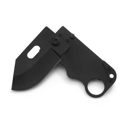 China Hot Selling Non-variable Etched Blackened Mini Stainless Steel Folding Blade Utility Knife Outdoor Survival Knife With Light Weight for sale