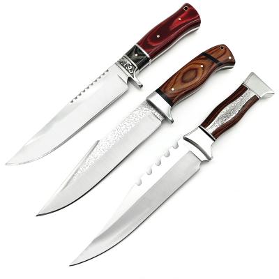 China High Longevity Hunting Series 1 Stainless Steel Bowie Knife Outdoor Camping Fixed Blade Knife Wooden Handle for sale