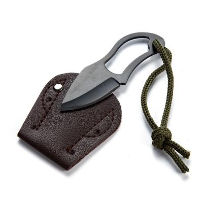 China Small Underwater Non-variable Diving Knife With Leather Sheath Blade Knife Lanyard Box Opener Self-defense EDC Mini Fixed Knife Non Rust for sale