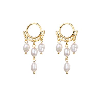 China China Professional Fashion CLASSIC Manufacture Exquisite S925 Pearl Gold Long Earrings for sale