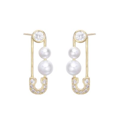 China CLASSIC Top Sale Fashion Jewelry S925 Pearl Rhinestone Paper Clip Earrings for sale