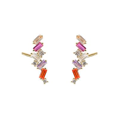 China Hot Sale CLASSIC High Quality Luxury High Quality Stud Earrings Irregular Colorful Zircon Stud Earrings for sale