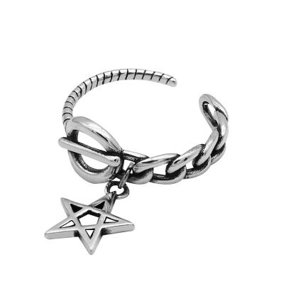 China Fashionable Sterling Silver Casual/Sporty Star Ring Personality Open Ring for sale