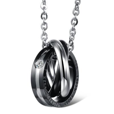 China TRENDY Simple Stainless Steel Three-Ring Love Fashion Pendant Necklace For Couples for sale