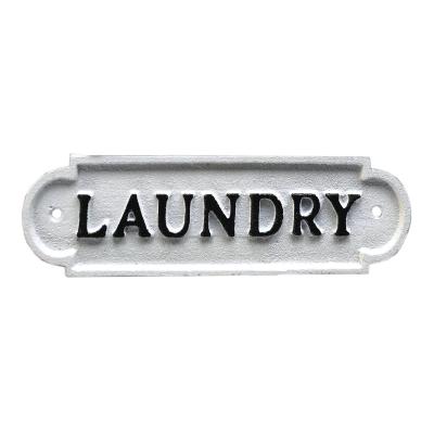 China Antique Handmade Retro Europe Iron Laundry Wash Room Vintage Sign Plaque for sale