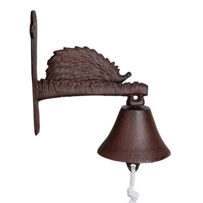 China Cast Iron Garden Hedgehog Bell on Rod for Farm, Ranch, Cabin Decoration for sale