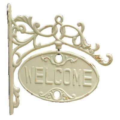 China Ornate Cast Iron Front Door Europe Welcome Sign Plaque for sale