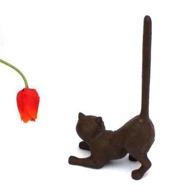 China Eco - Friendly Cast Iron Cat Decoration Paper Towel Holder for sale