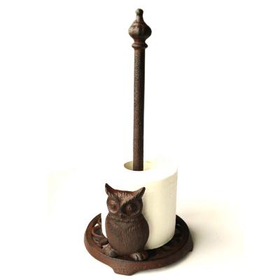 China Eco - Friendly Wrought Iron Owl Kitchen Roll Paper Towel Home Used Decorative Holder for sale