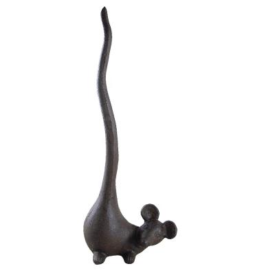 China Eco - Friendly Cast Iron Home Decoration Mouse Statue Sculpture Paper Towel Holder for sale