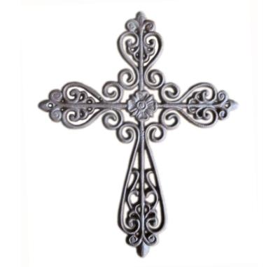 China Western Handmade Antique Style Metal Cast Iron Decorative Wall Crosses for sale