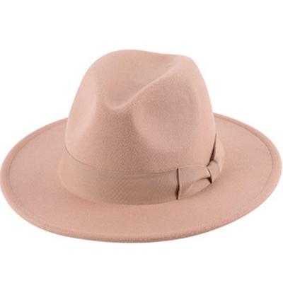 China Women's Character Overflow Fedora Hat Retro Style Belt Panama Wool Warm Felt Hat for sale