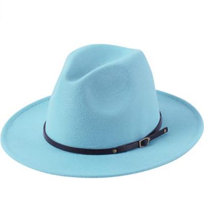 China Character Fedora Hats for Women 100% Men's Australian Wool Felt Leather Belt Brim Hat Wide Felt Hat for sale