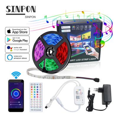 China Theme Park Smart Amazon Alexa Google Home Tuya Wifi BT IP65 Accessible LED Waterproof Flexible Luces Neon 5050 RGB Kits Led Strip Lights for sale