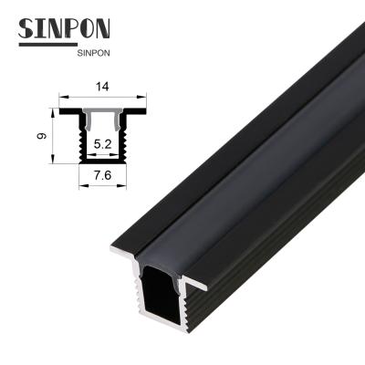 China Aluminum Alloy Sideboard Ceiling Workb Black Mini Anodized Linear 8mm Channel Led Alu Extrusion Housing Aluminum Profiles For Strip Light for sale