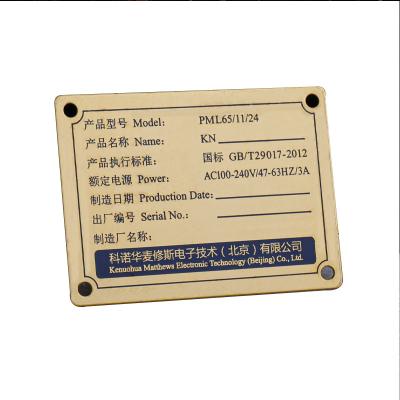 China China wholesaleCustom Cheap Metal Engraving Brass and Stainless Steel Nameplate Aluminum Nameplate for sale