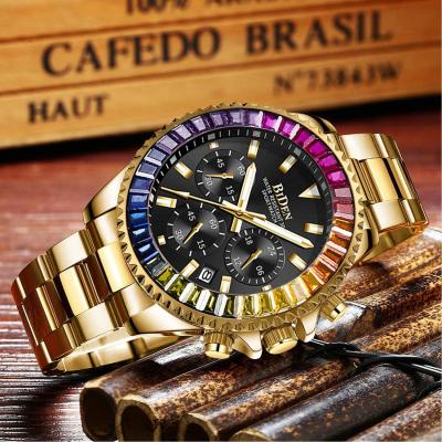 China Unique Date BIDEN 0163-1 Quartz Rhinestone Quartz Automatic Watch Swiss Quartz Chronograph Men's Gold Dress Watch For Male Gift for sale