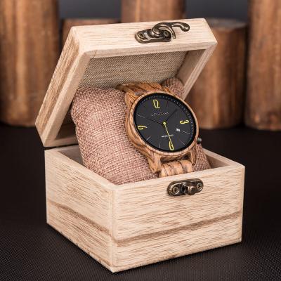 China Luxury Tan Vegan Box Watch Men's Day/Date Profession Gifts Plating Band Watch Wooden Box Dial Elegant Men's Wrist Watch for sale