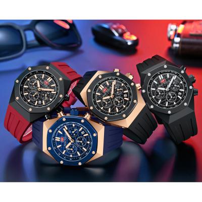 China New Model Date Mini Focus Watch MF0417G Automatic Octagonal High Quality Case Sports Watches For Men's Silicon Luminous Men's Wristwatch Relogio for sale